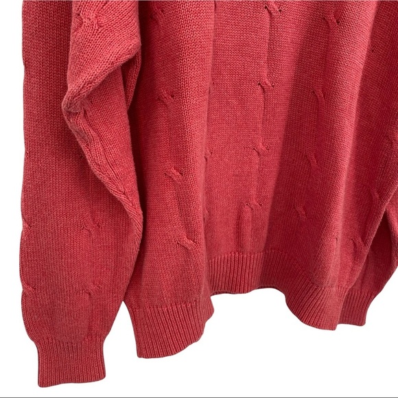 Talbots Mens Pima Cotton Crewneck Sweater Size Large Coral Orange - Picture 12 of 16
